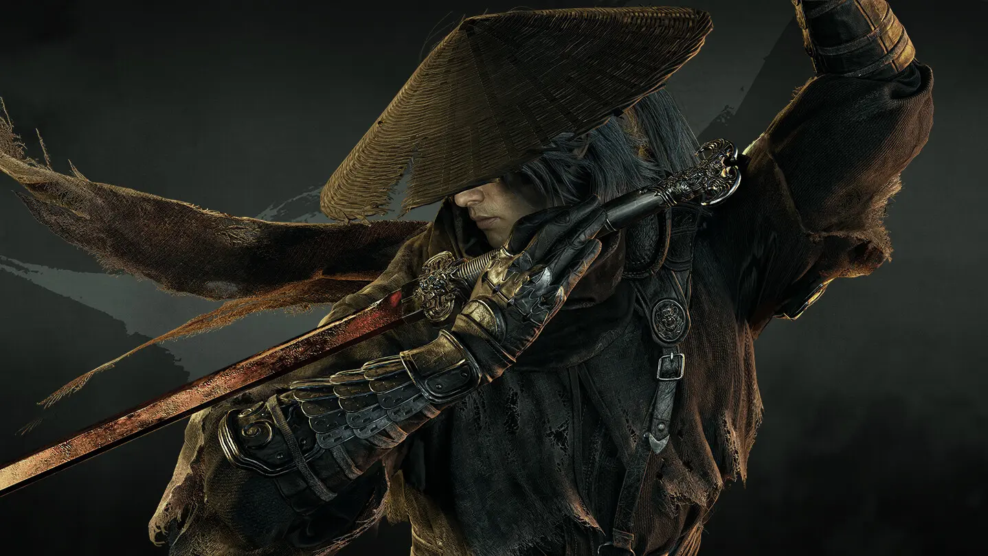 Soul, the straw-hatted assassin of Phantom Blade Zero, drawing a red blade